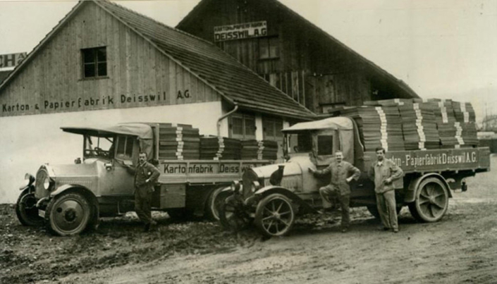 Ein Bild aus den Anfängen der Kartonfabrik Deisswil.